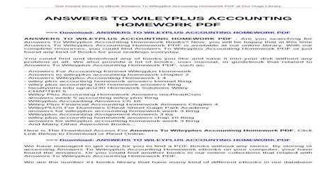 Wiley plus financial accounting answers homework Ebook Reader